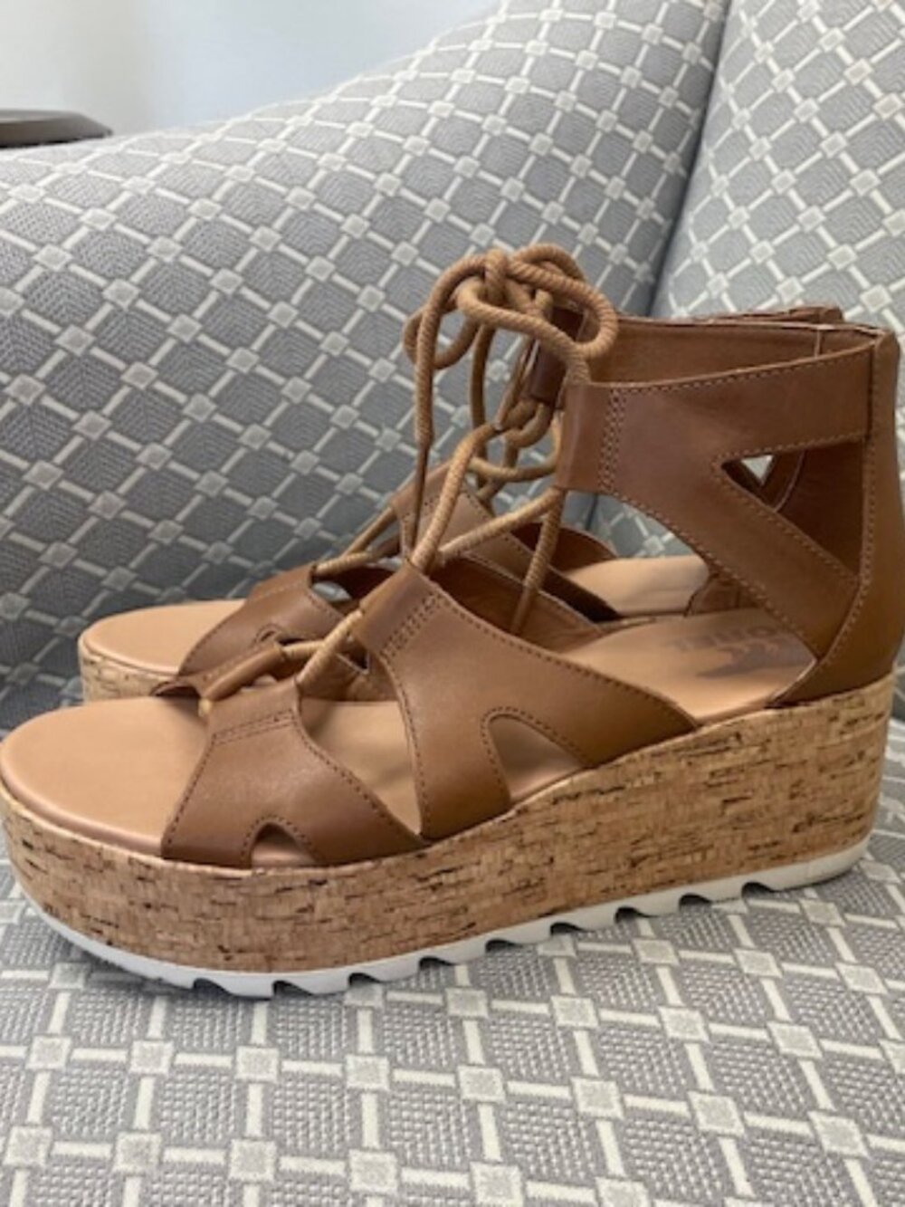 SOREL Cameron Platform Lace Women Sandals Tan Sz. 7.5